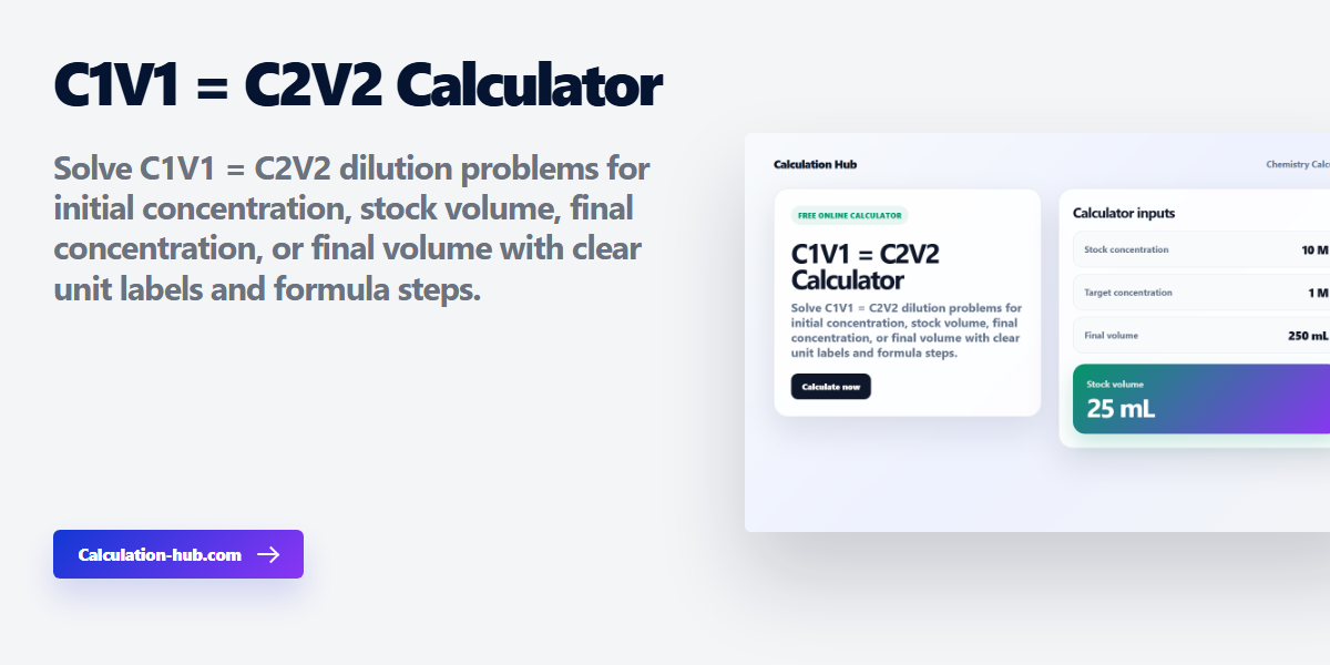 C1V1 = C2V2 Calculator - Calculation Hub