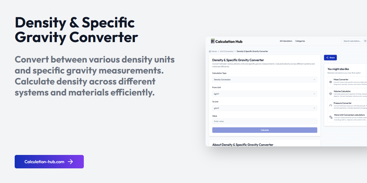 Density & Specific Gravity Converter - Calculation Hub