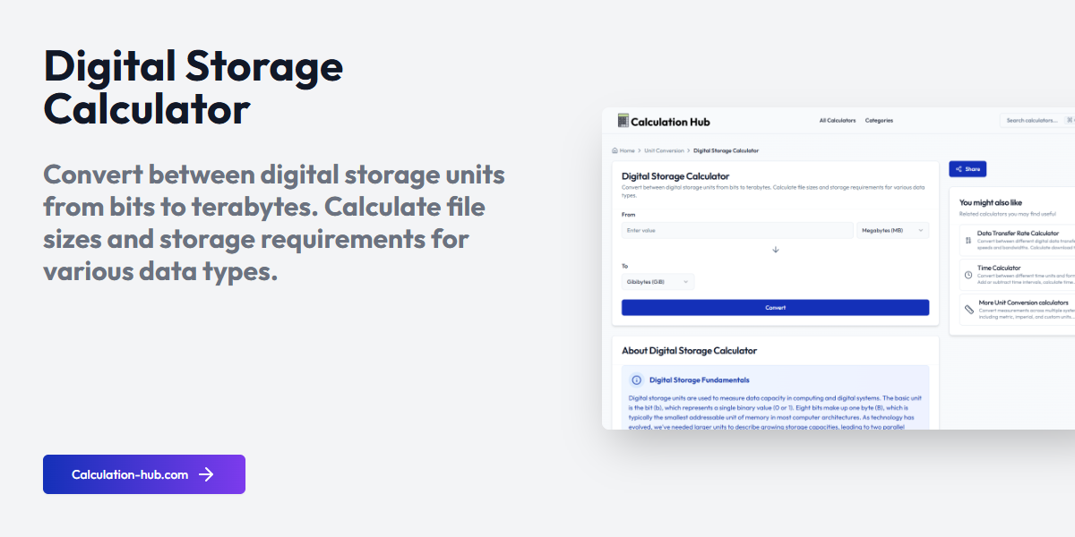 Digital Storage Calculator - Calculation Hub