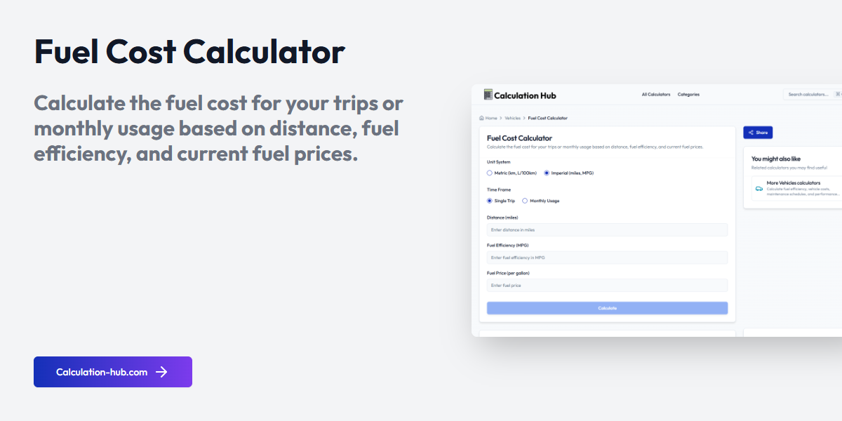 Fuel Cost Calculator - Calculation Hub