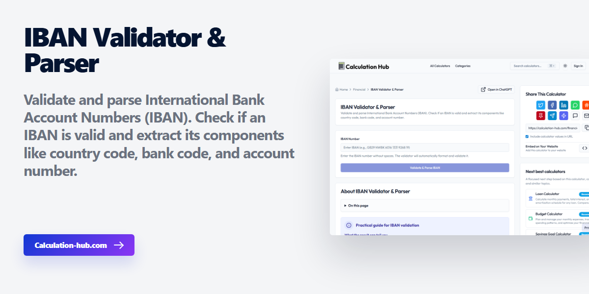 IBAN Validator & Parser - Calculation Hub