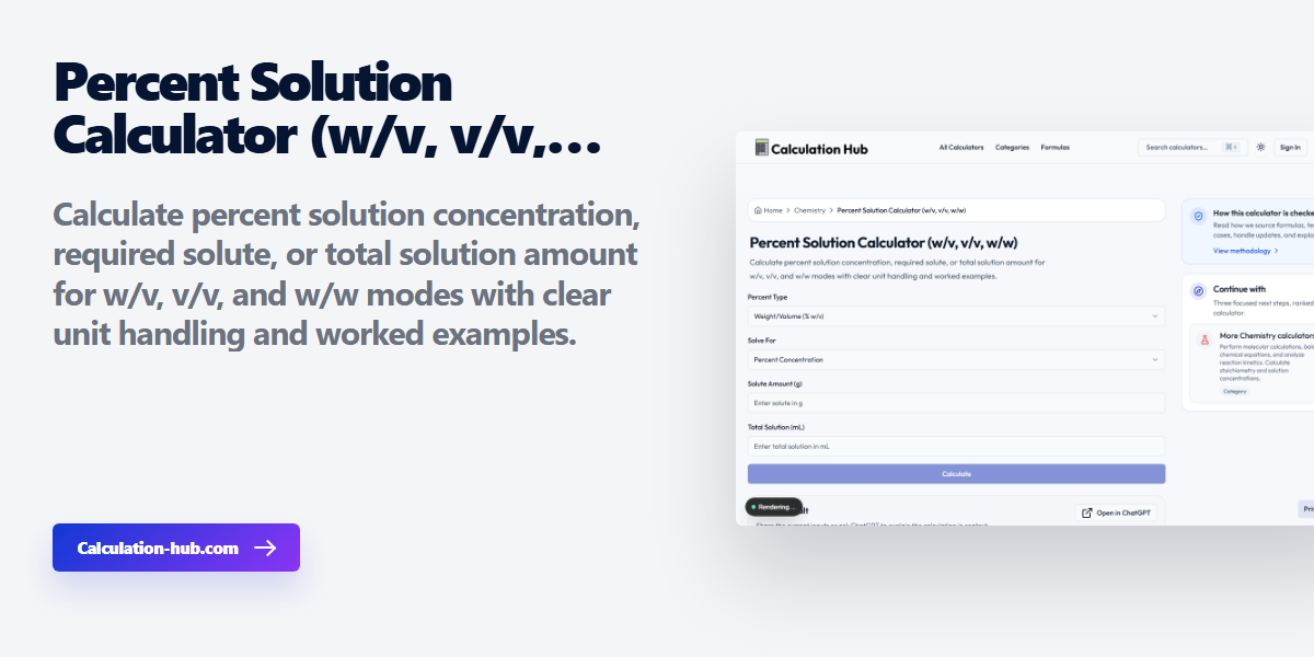 Percent Solution Calculator (w/v, v/v, w/w) - Calculation Hub