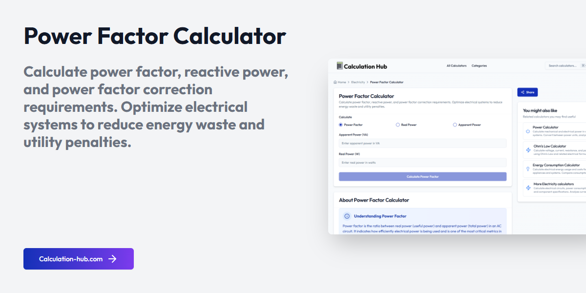 Power Factor Calculator - Calculation Hub