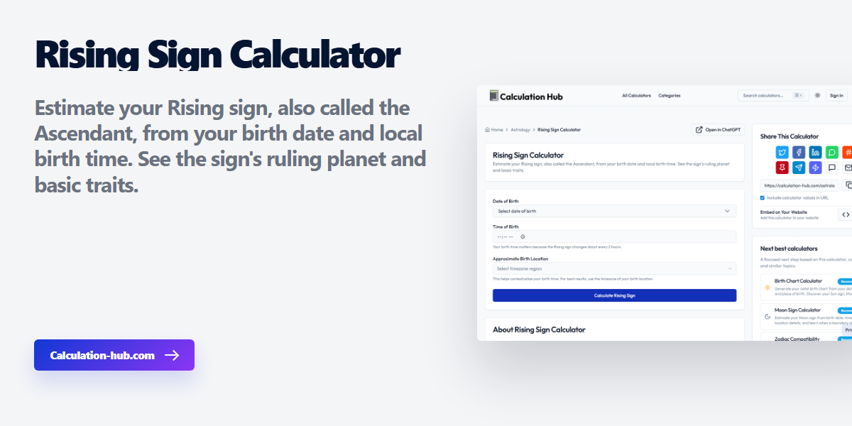 Rising Sign Calculator - Calculation Hub