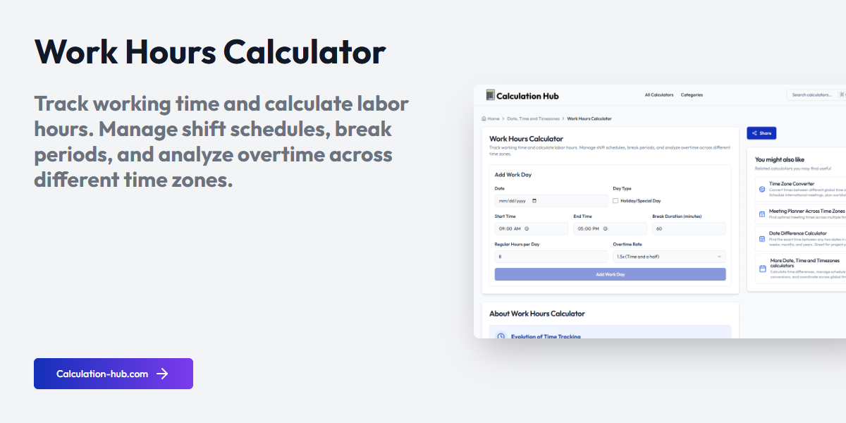 Work Hours Calculator - Calculation Hub